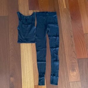 Skims Cotton Rib Legging and Tank Set, XS, Black